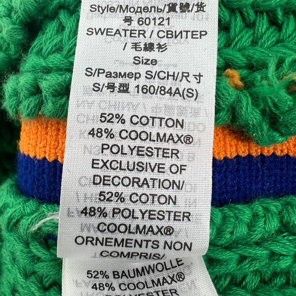 Tory Burch Sport Sweater Crewneck Side Striped Rainbow Green Size Medium - Picture 7 of 9